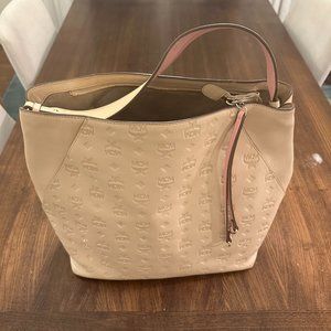MCM Large Klara Monogram Leather Hobo with Dust Bag
